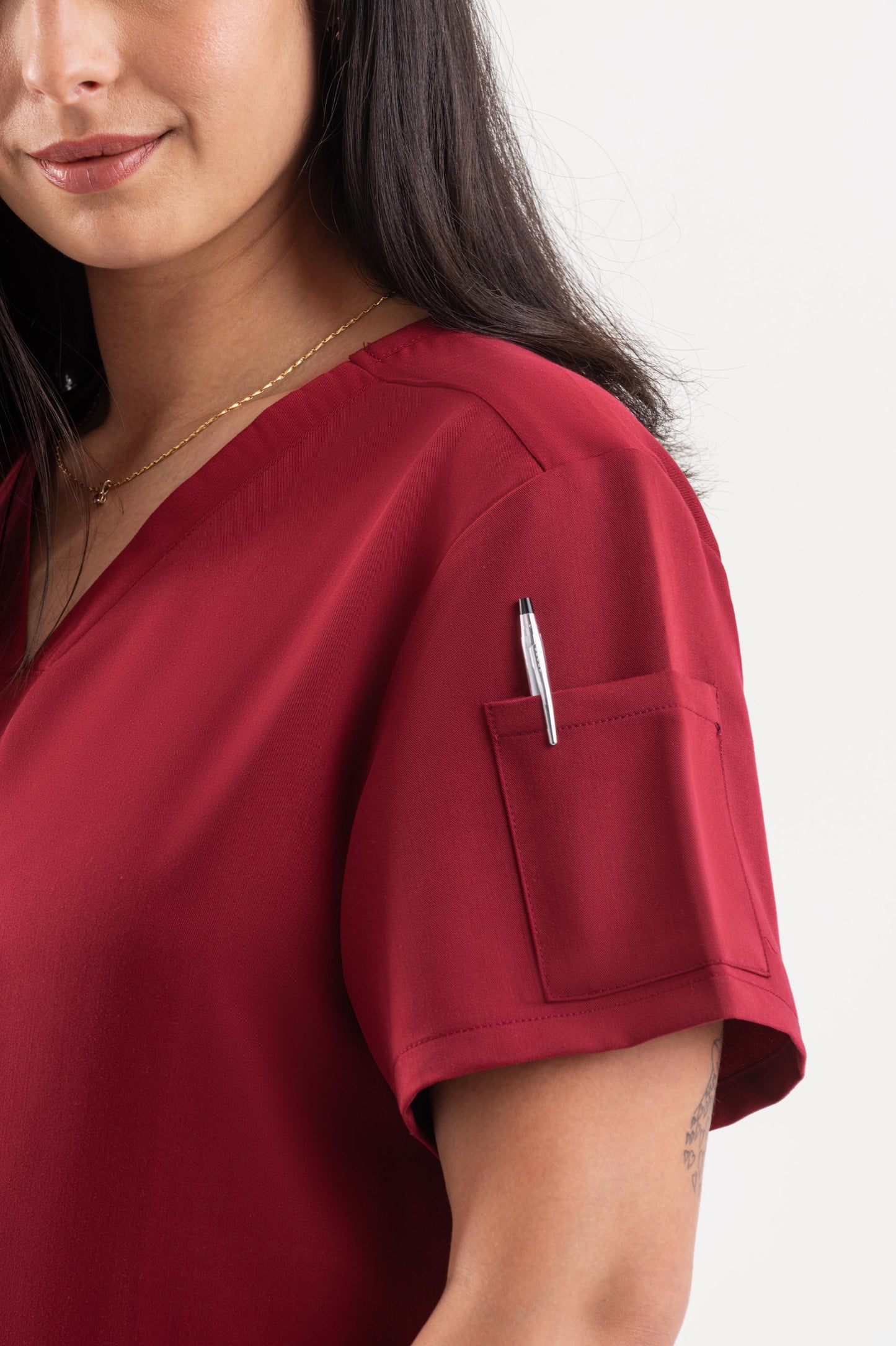 Zeal – Women’s V-Neck Scrub Top-Maroon