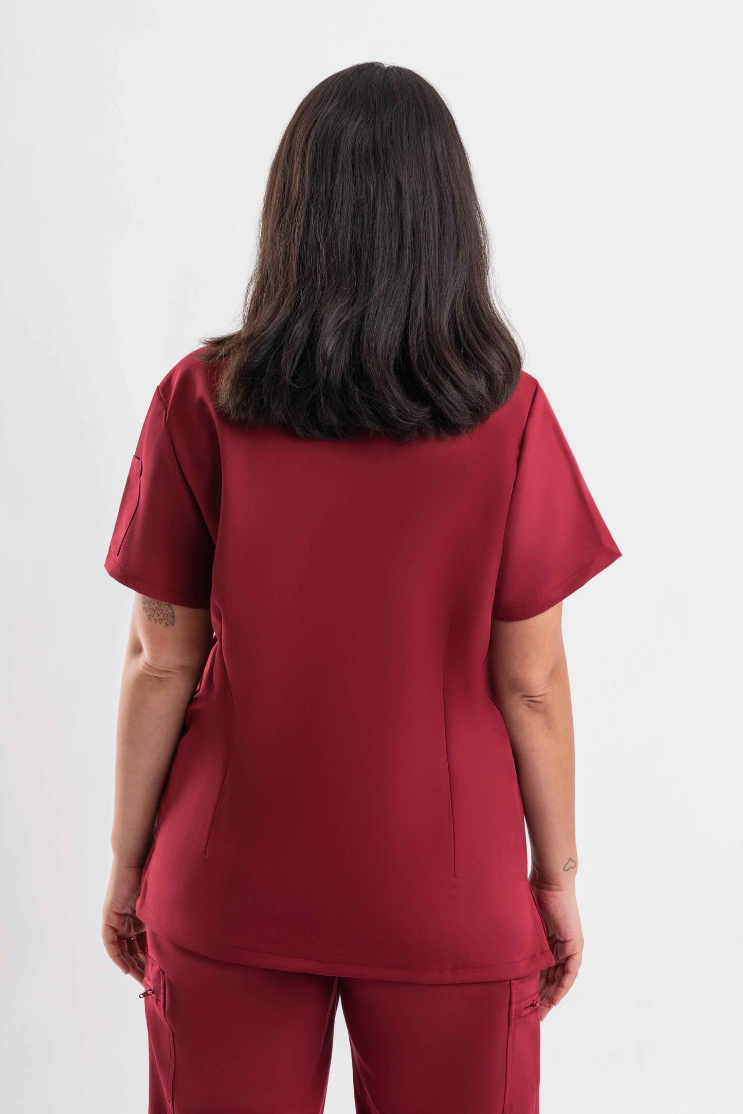 V Neck Scrub Top - Maroon