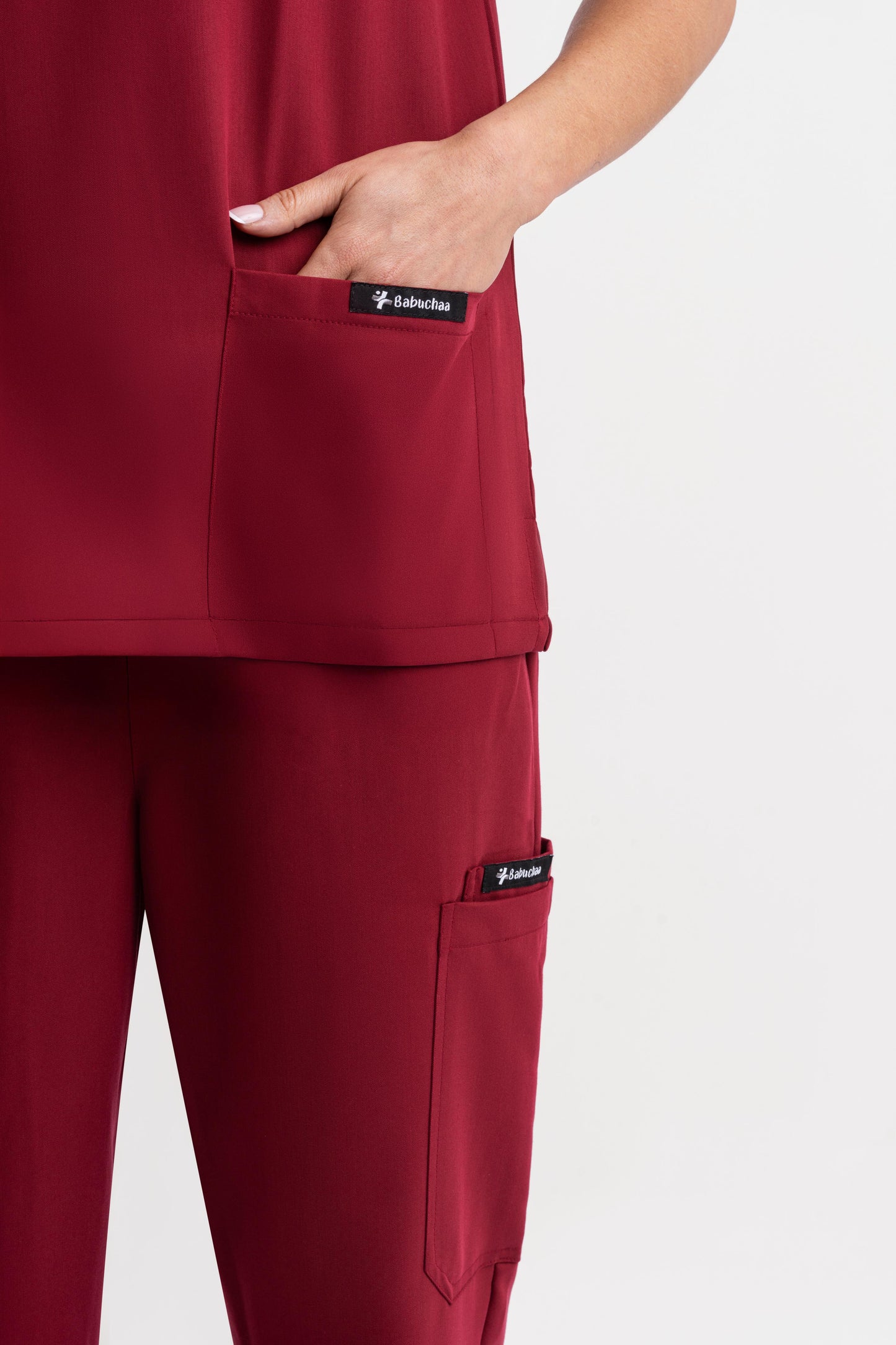 Halo – Women’s Crew Neck Scrub Top-Maroon