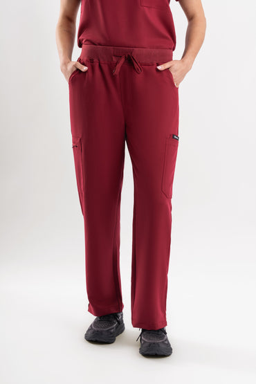 Core Straight Scrub Pants-Maroon