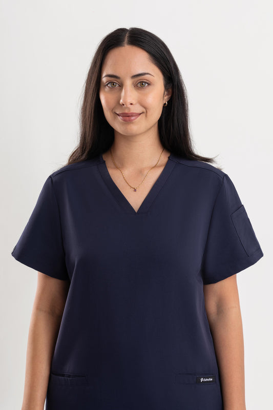 Zeal V Neck Scrub Top-Navy Blue