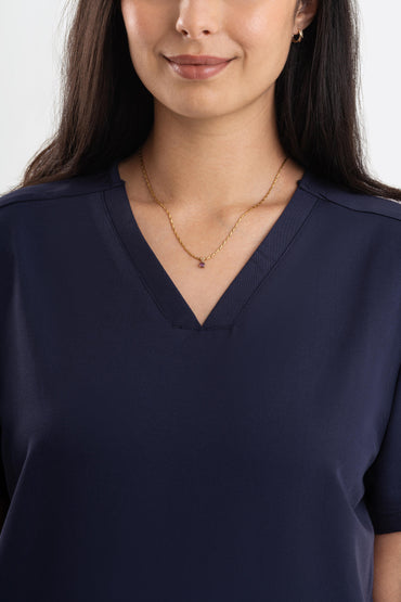 Zeal V Neck Scrub Top-Navy Blue