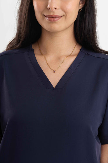 V Neck Scrub Top - Navy Blue