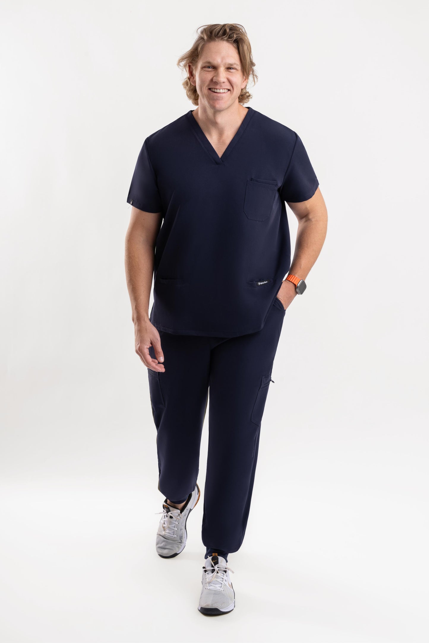 Valor – Men’s V-Neck Scrub Top-Navy Blue