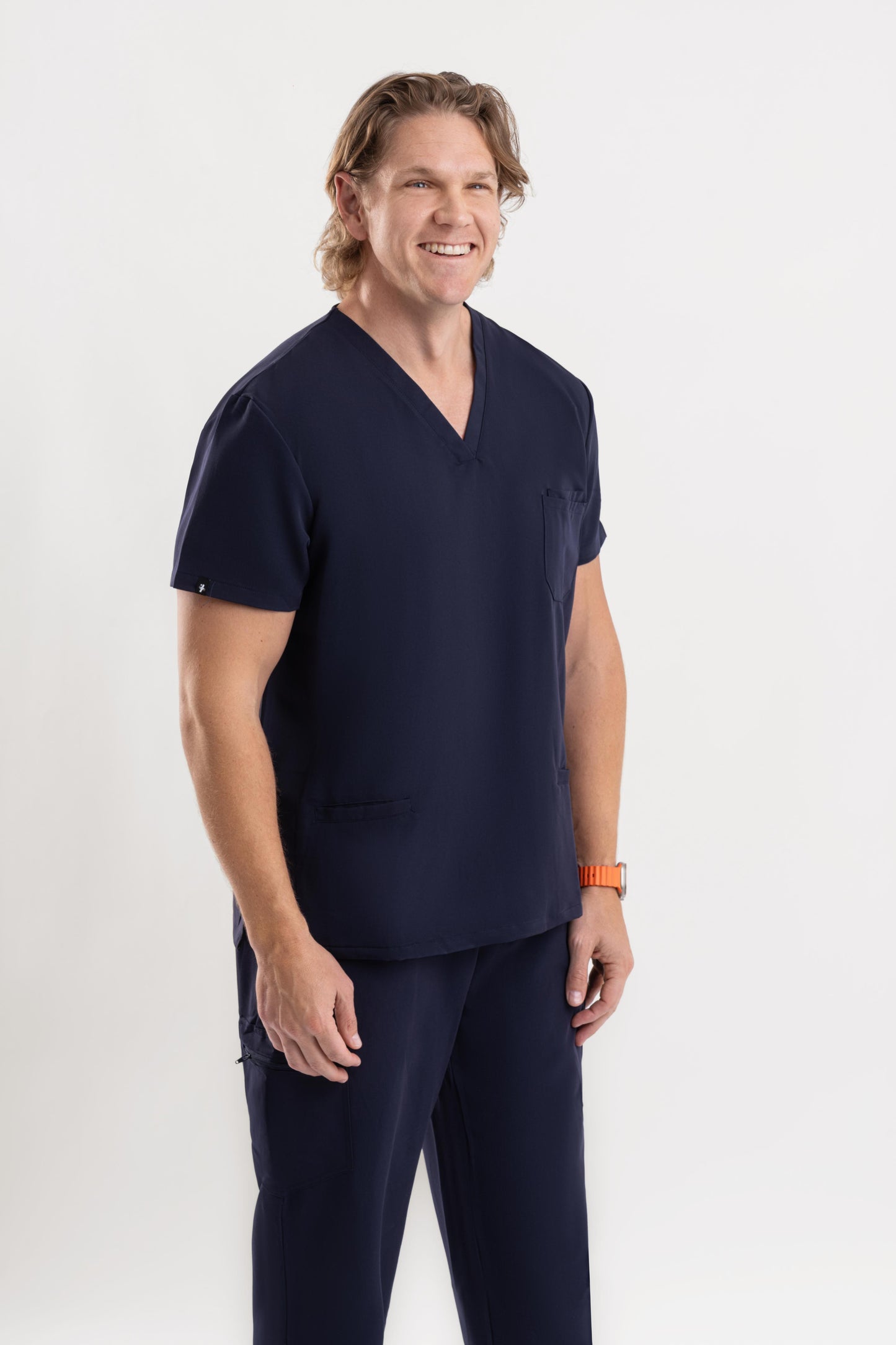 Valor – Men’s V-Neck Scrub Top-Navy Blue