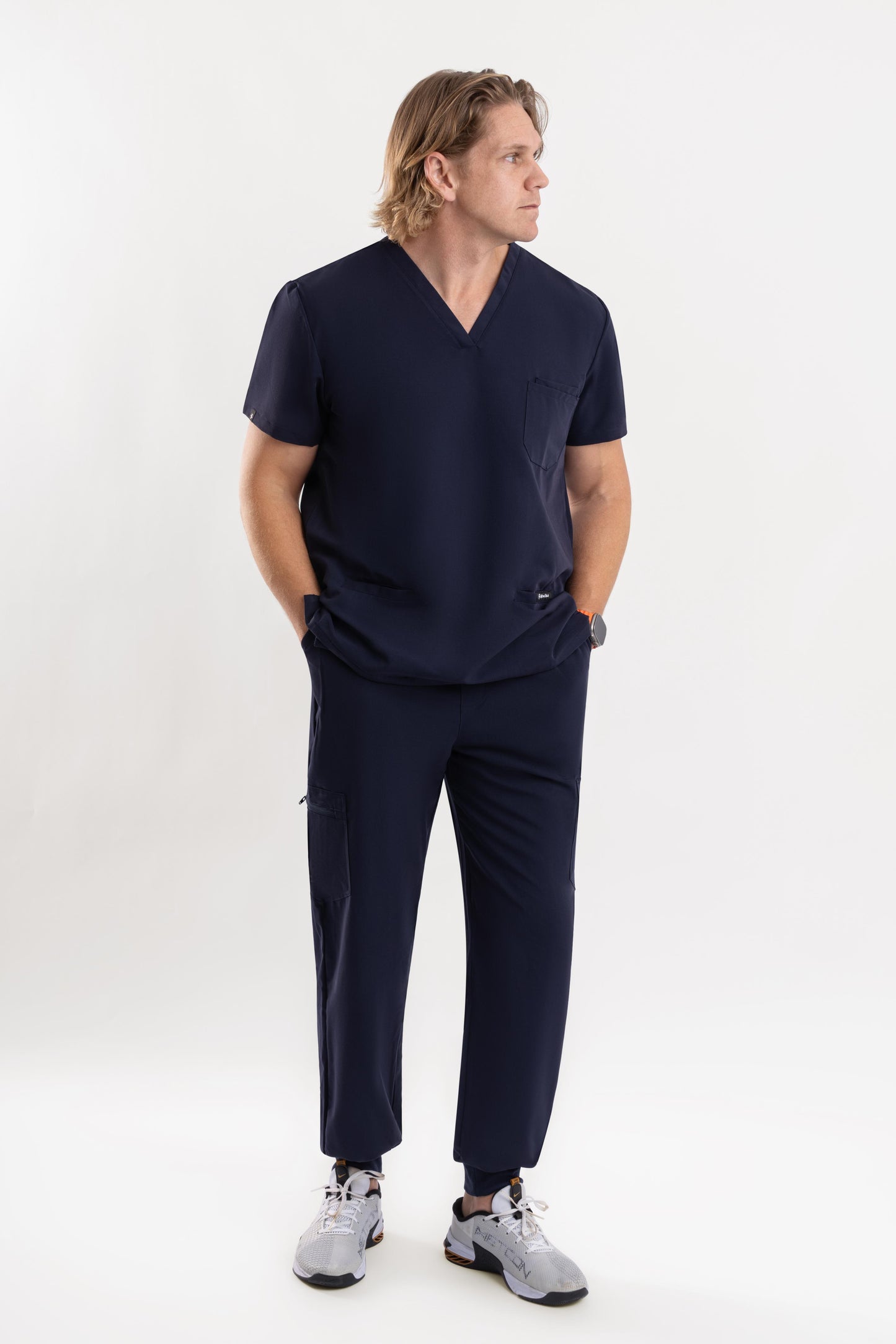 Valor – Men’s V-Neck Scrub Top-Navy Blue