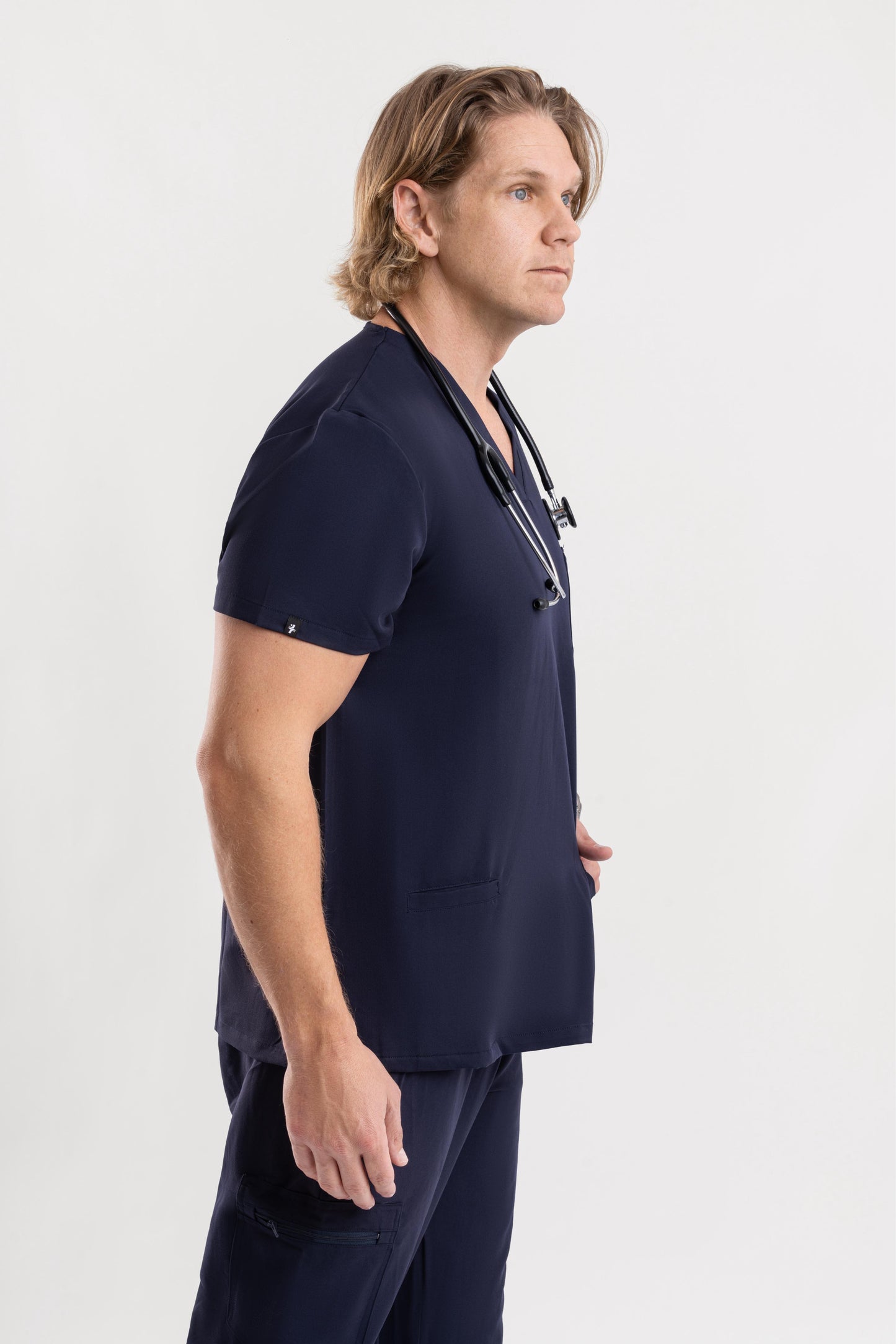Valor – Men’s V-Neck Scrub Top-Navy Blue