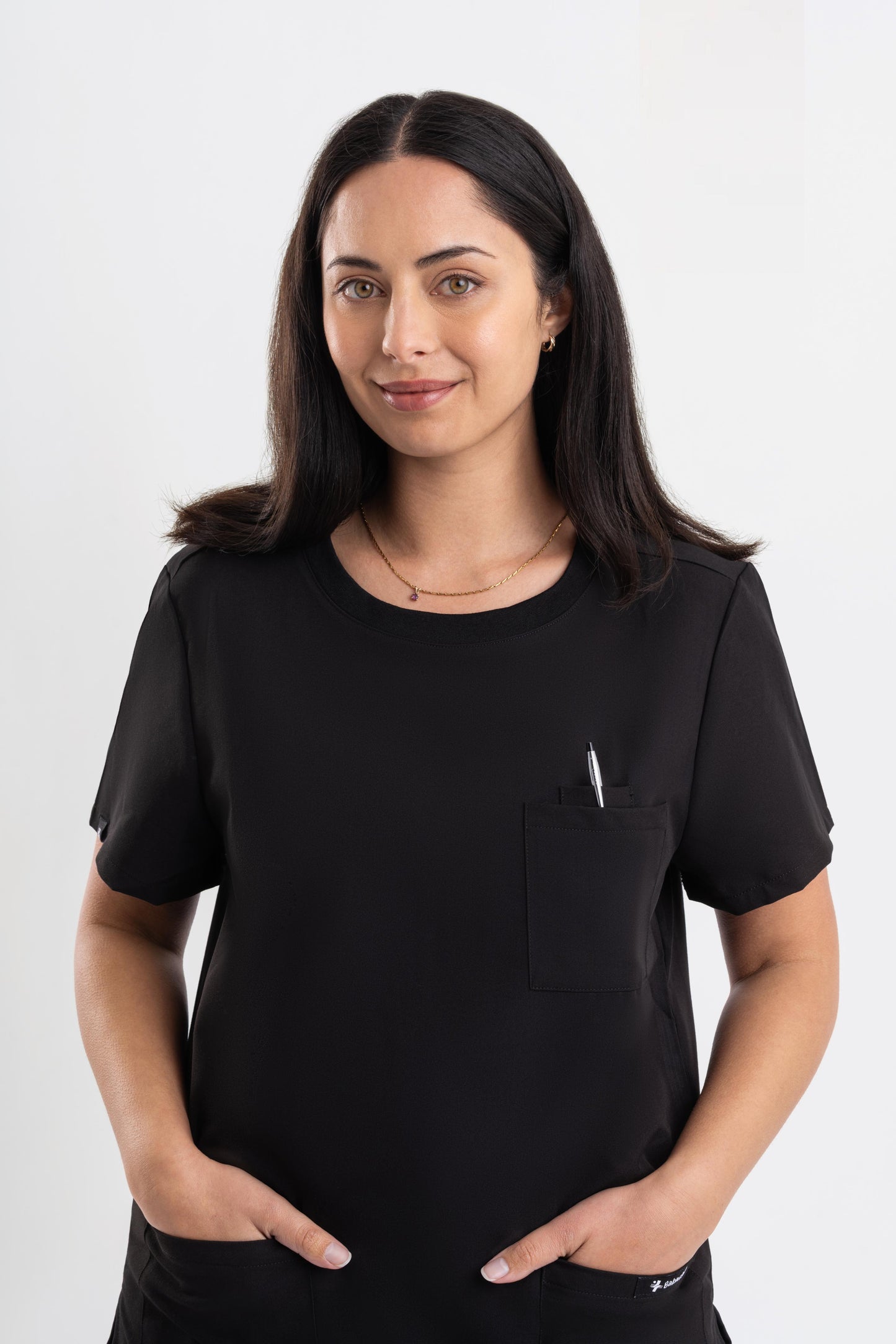 Halo – Women’s Crew Neck Scrub Top-Black