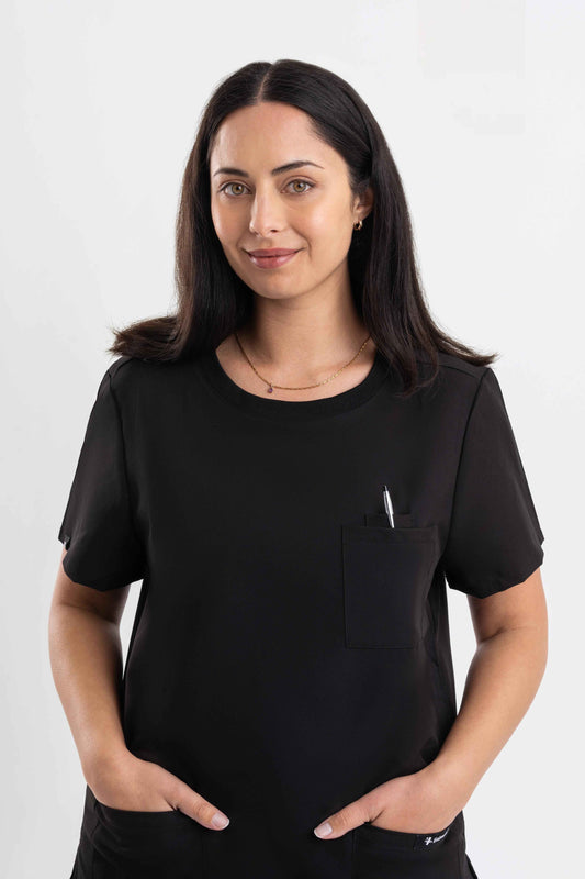 Crewneck Scrub Top - Black