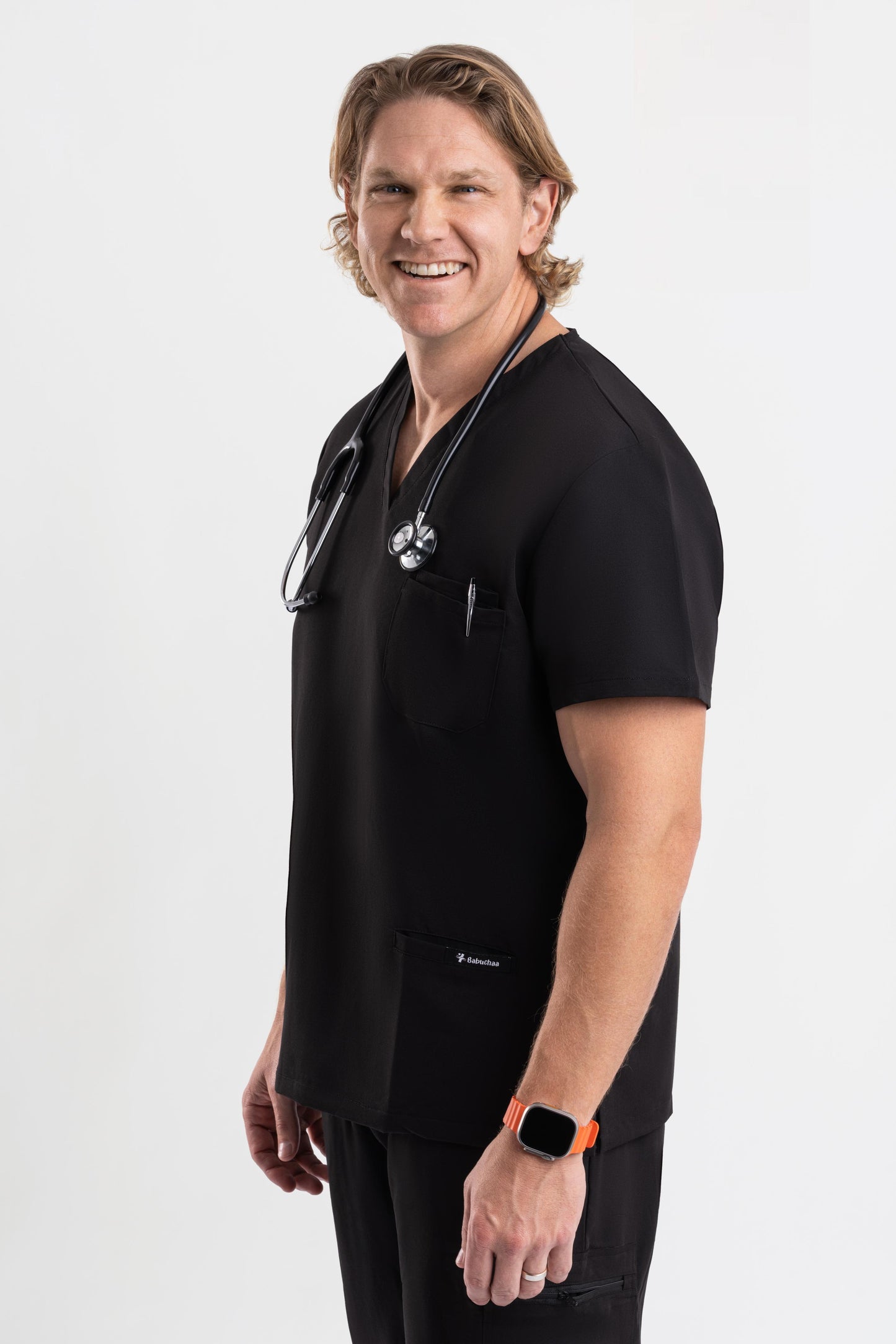 Valor – Men’s V-Neck Scrub Top-Black