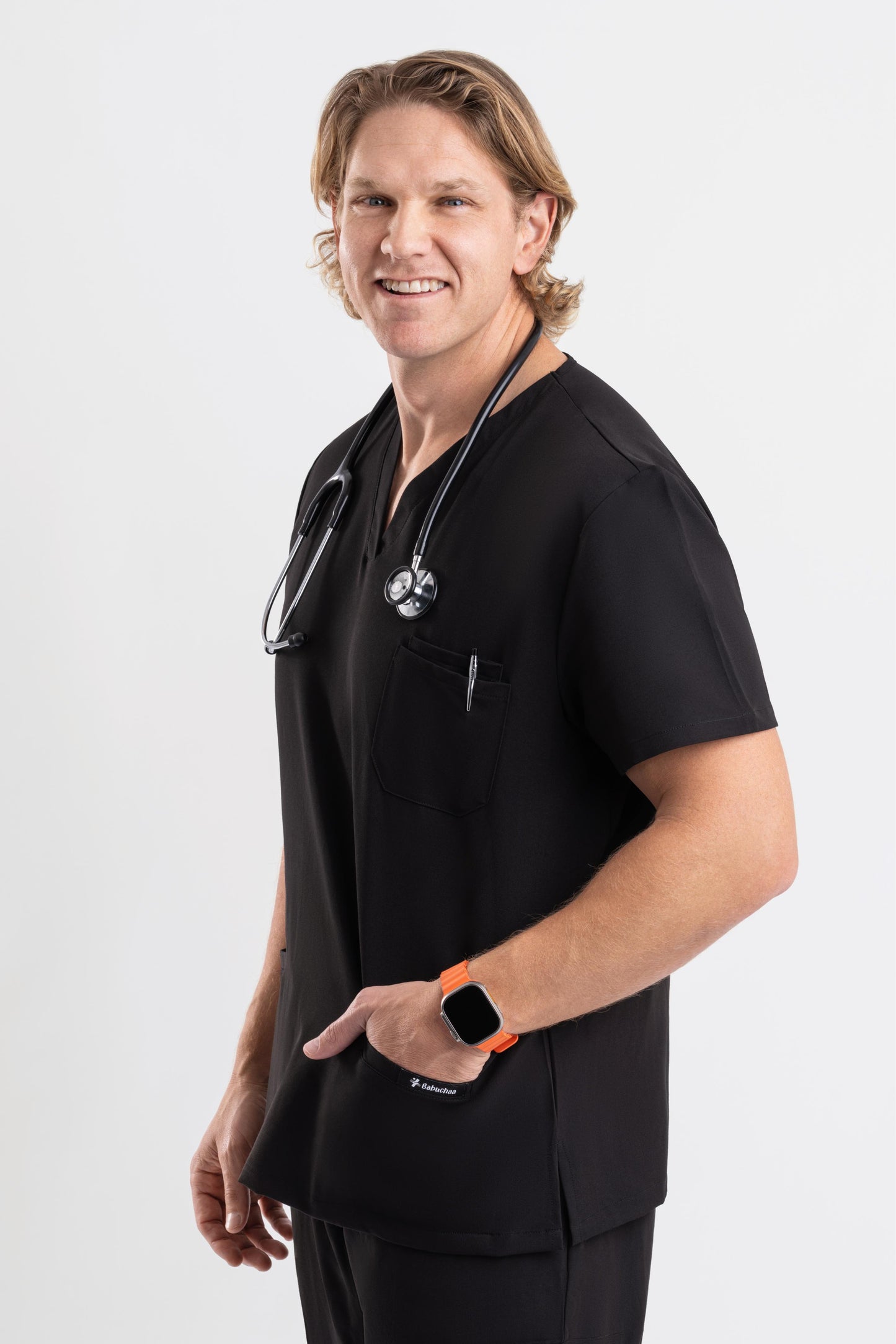 Valor – Men’s V-Neck Scrub Top-Black