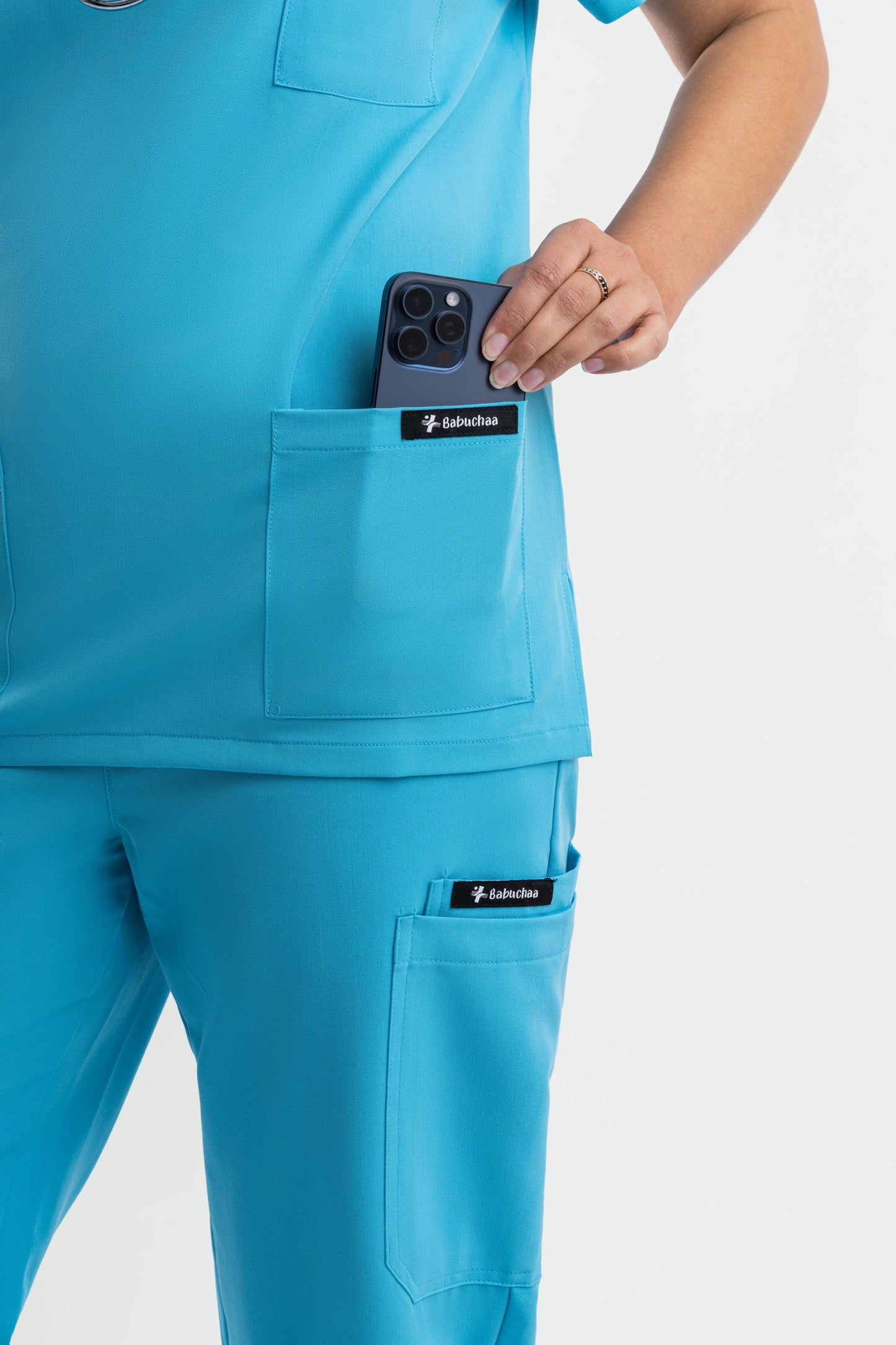 Halo – Women’s Crew Neck Scrub Top-Teal