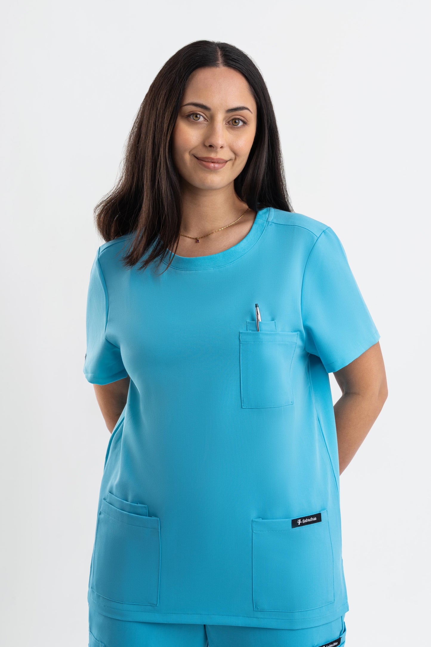 Halo – Women’s Crew Neck Scrub Top-Teal