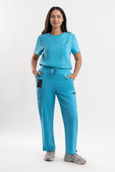 Core Straight Scrub Pants-Teal