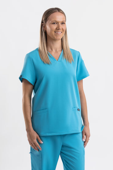 Zeal V Neck Scrub Top-Teal