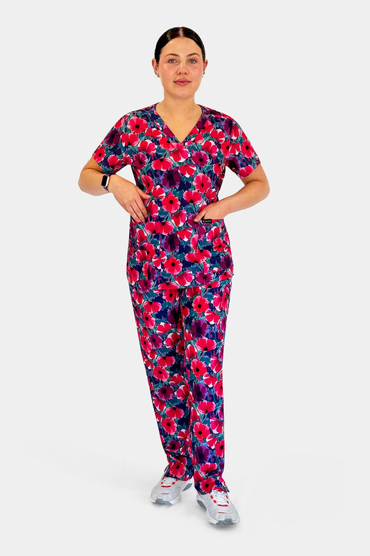 Crimson Bloom Scrub set