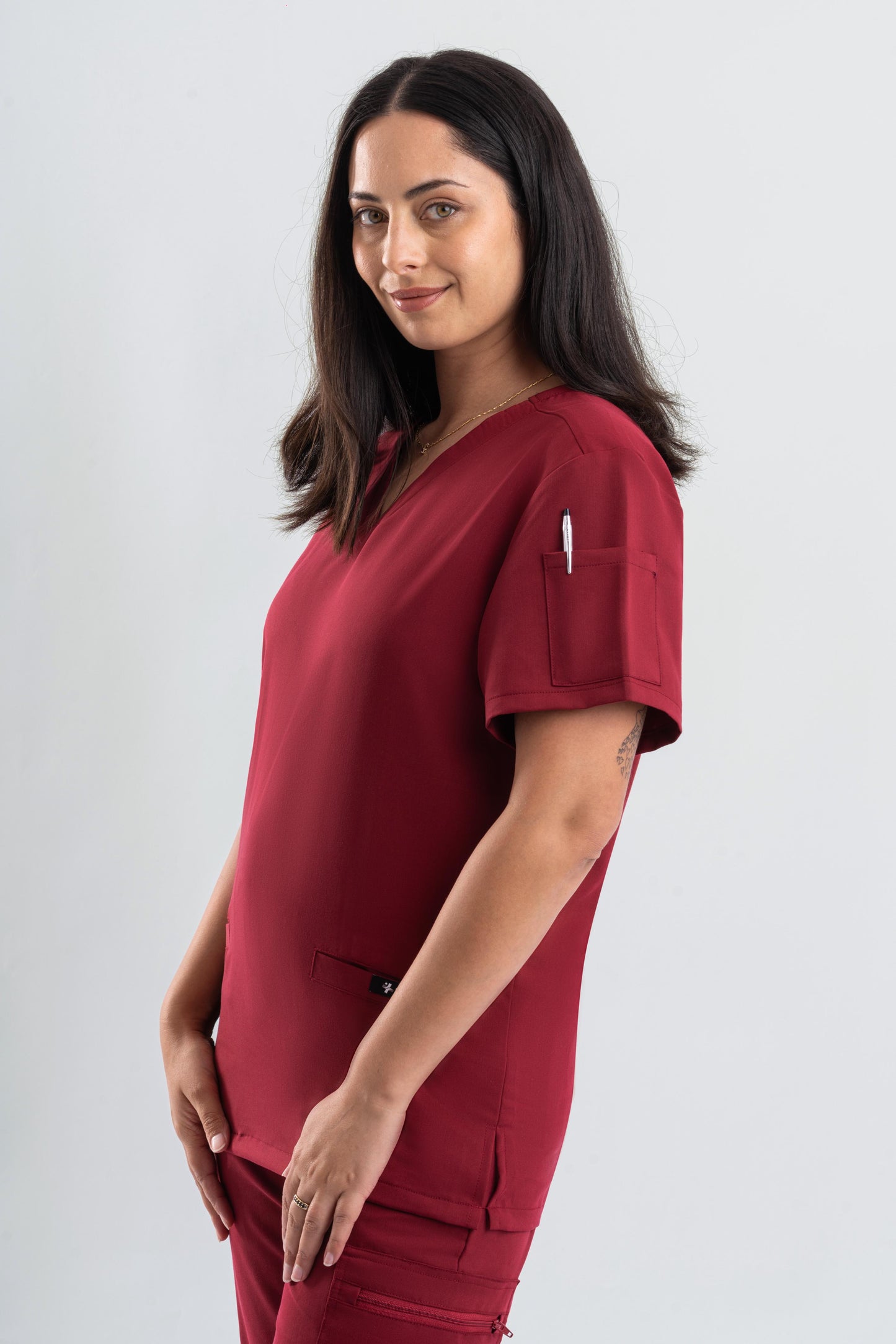 Zeal – Women’s V-Neck Scrub Top-Maroon