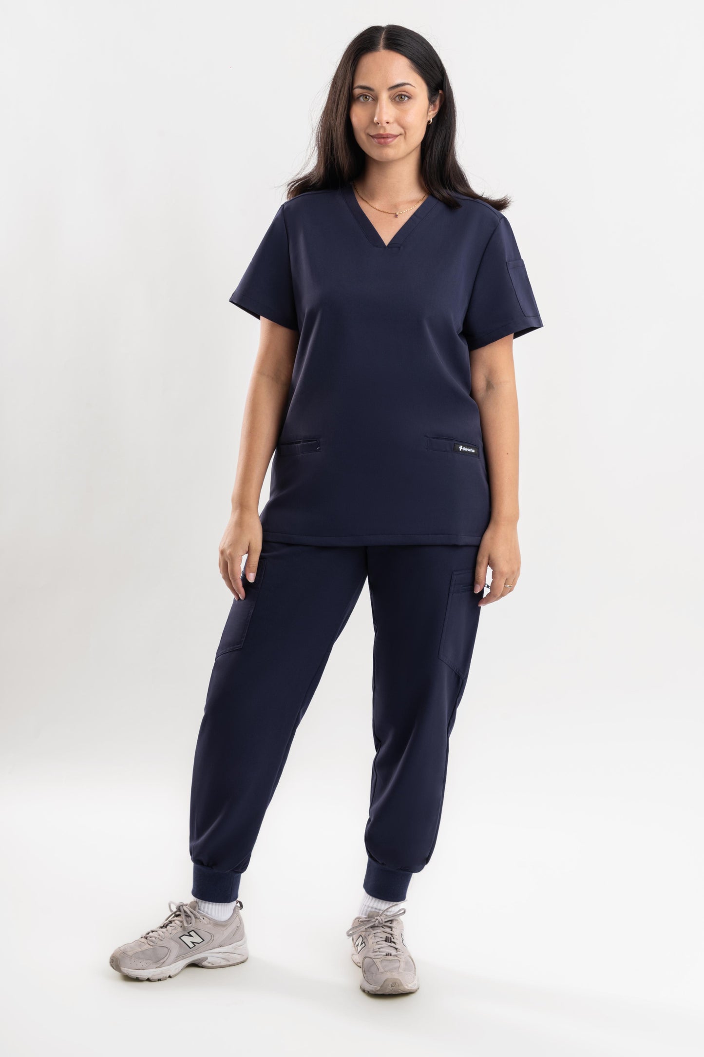 Zeal – Women’s V-Neck Scrub Top-Navy Blue