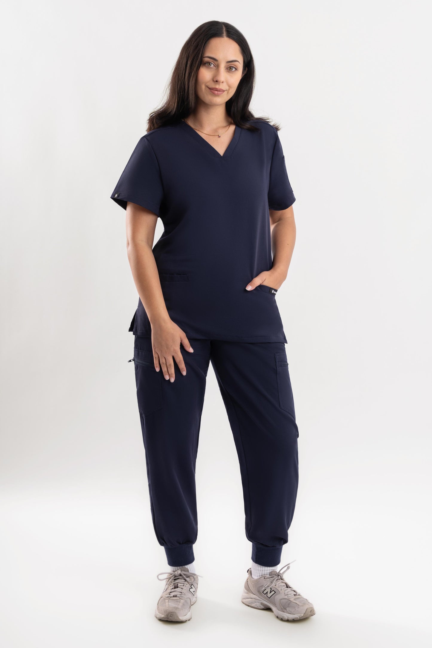 Zeal – Women’s V-Neck Scrub Top-Navy Blue