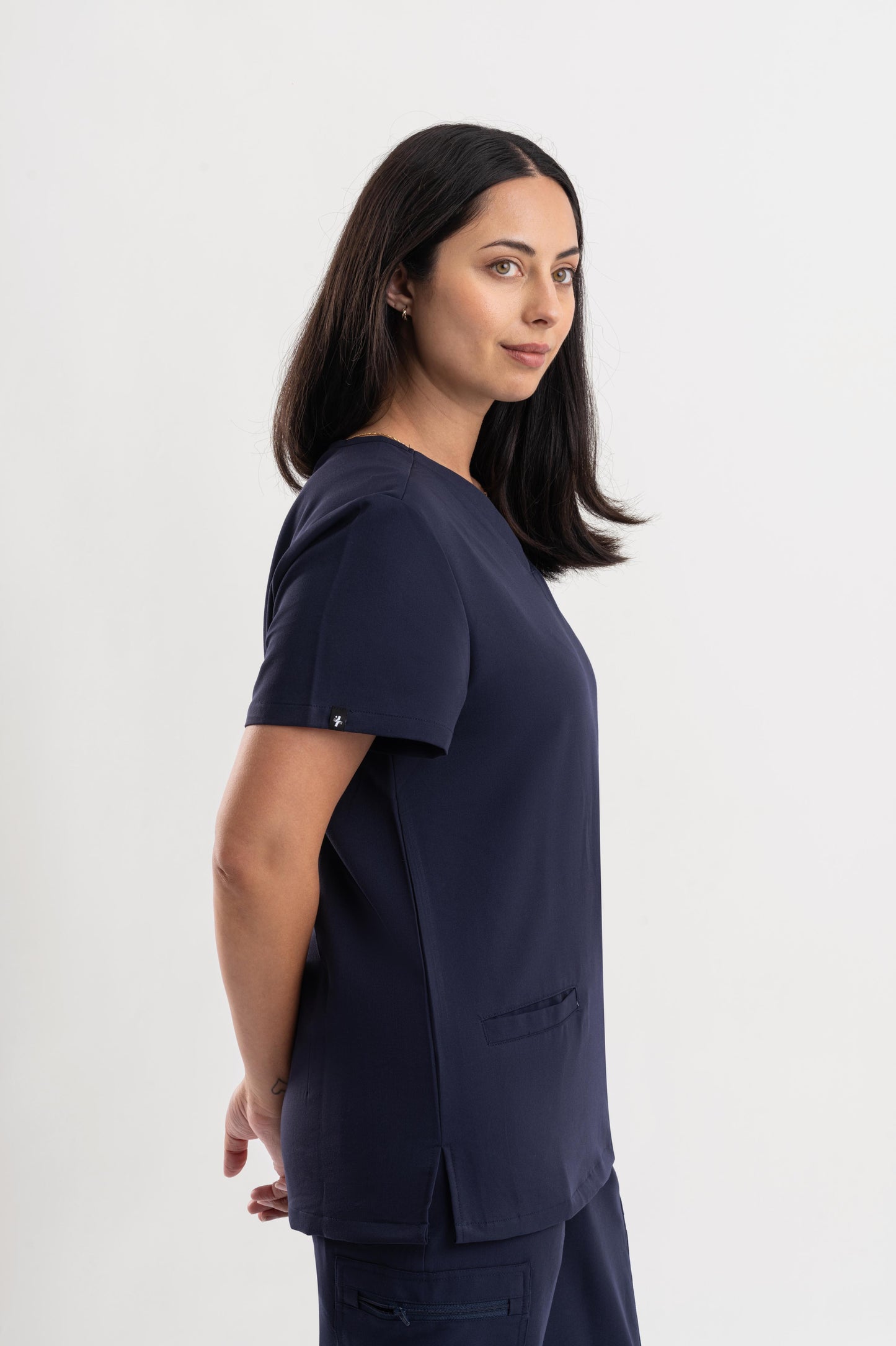 Zeal – Women’s V-Neck Scrub Top-Navy Blue