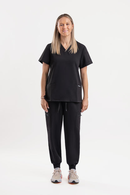 Zeal – Women’s V-Neck Scrub Top-Black