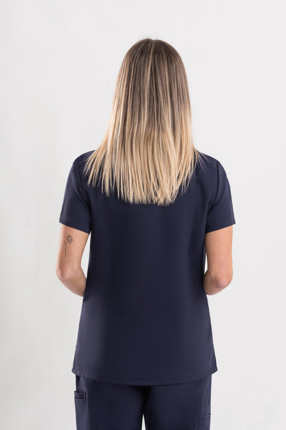 Halo – Women’s Crew Neck Scrub Top-Navy Blue