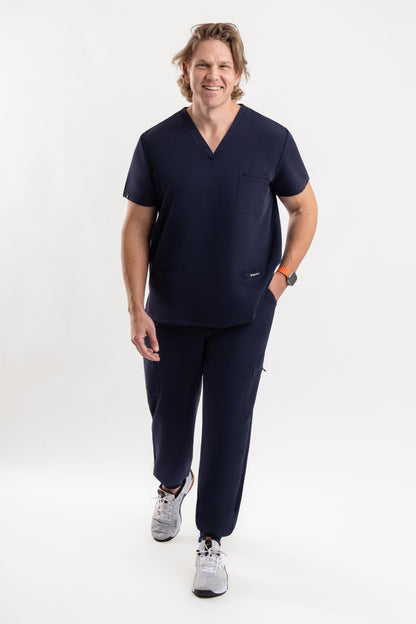 Valor – Men’s V-Neck Scrub Top-Navy Blue