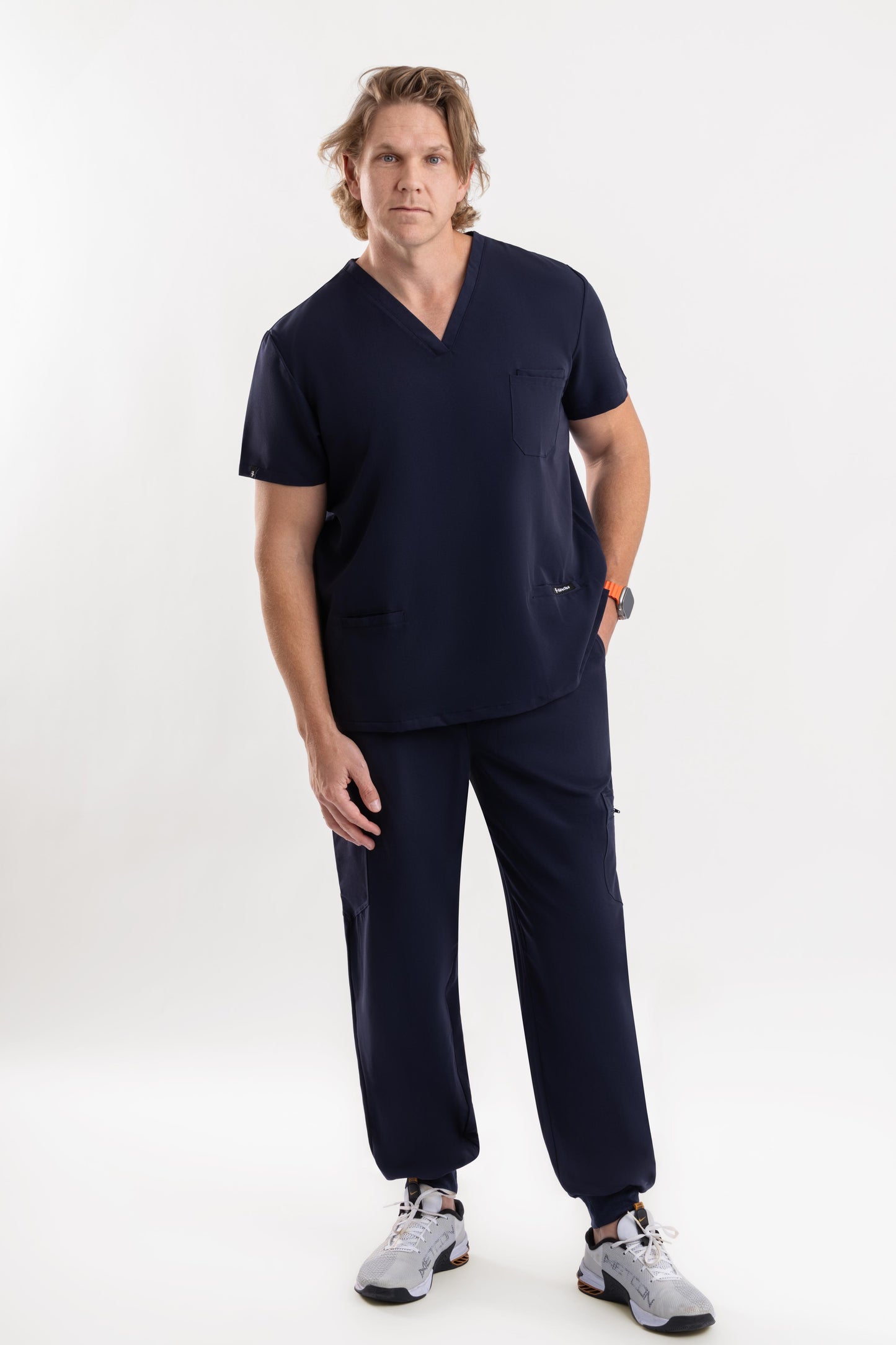 Valor – Men’s V-Neck Scrub Top-Navy Blue