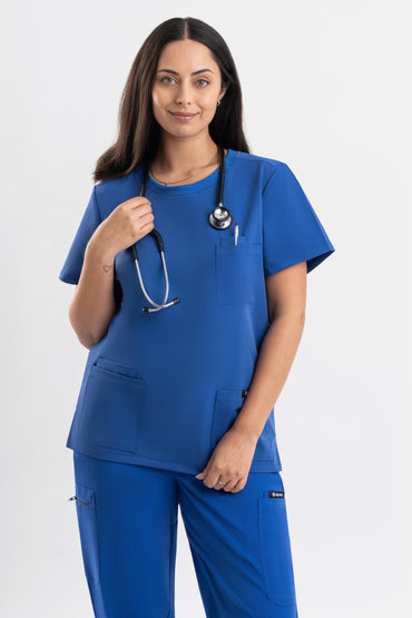 Halo – Women’s Crew Neck Scrub Top-Royal Blue