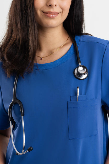 Halo – Women’s Crew Neck Scrub Top-Royal Blue