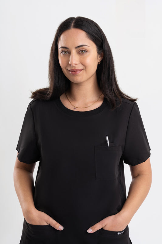 Halo – Women’s Crew Neck Scrub Top-Black