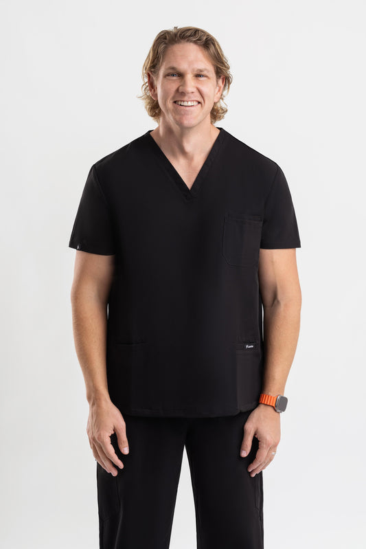 Valor – Men’s V-Neck Scrub Top-Black