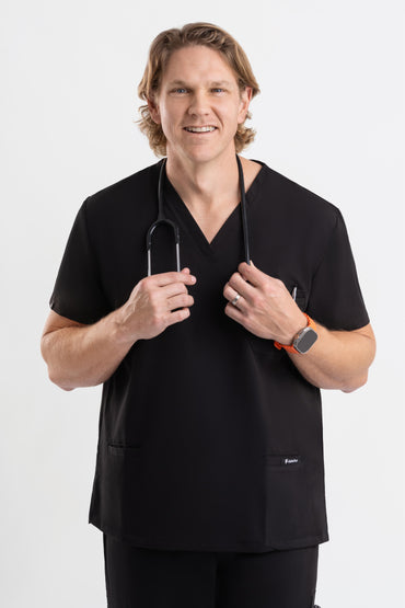 Valor – Men’s V-Neck Scrub Top-Black