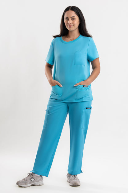 Halo – Women’s Crew Neck Scrub Top-Teal