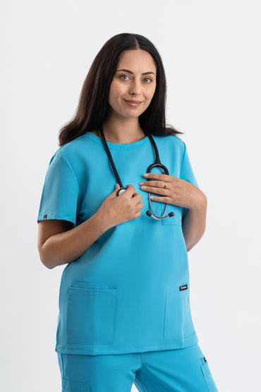 Halo – Women’s Crew Neck Scrub Top-Teal