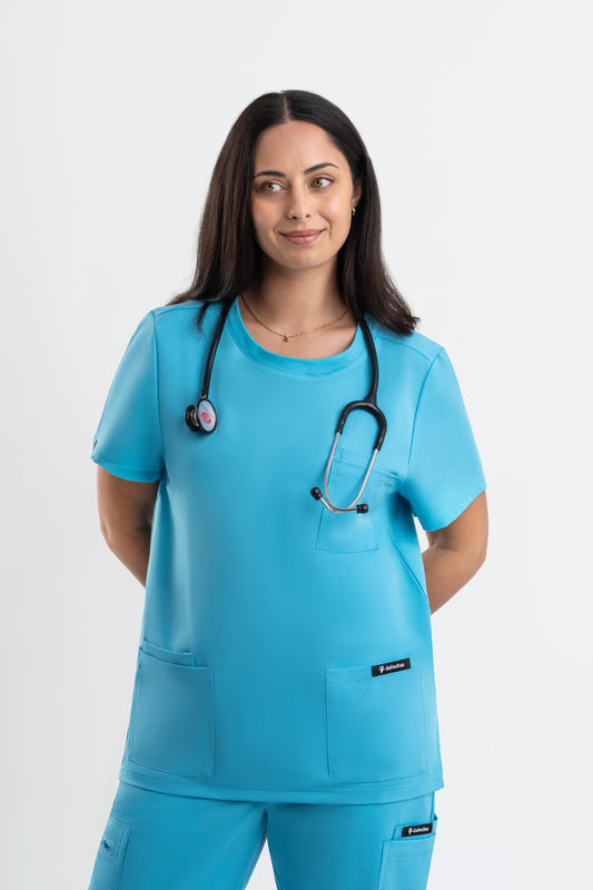 Halo – Women’s Crew Neck Scrub Top-Teal