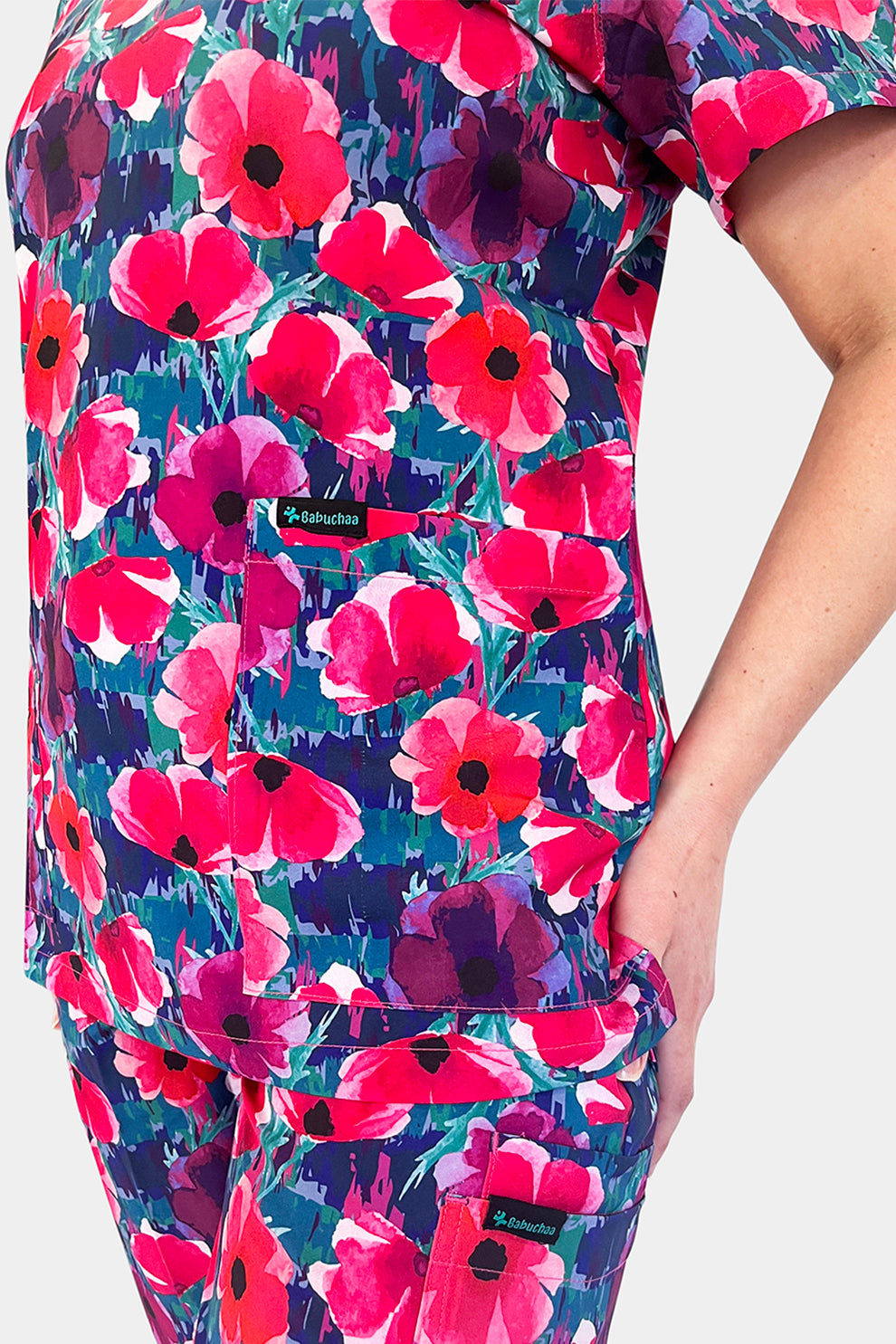 Crimson Bloom Scrub set