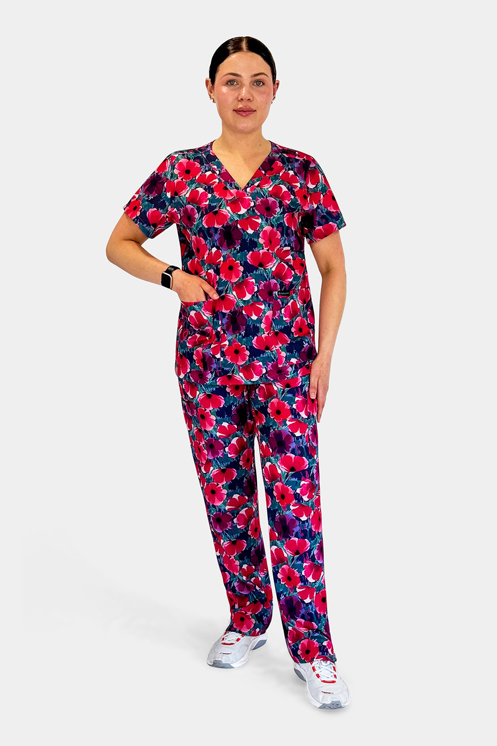 Crimson Bloom Scrub set