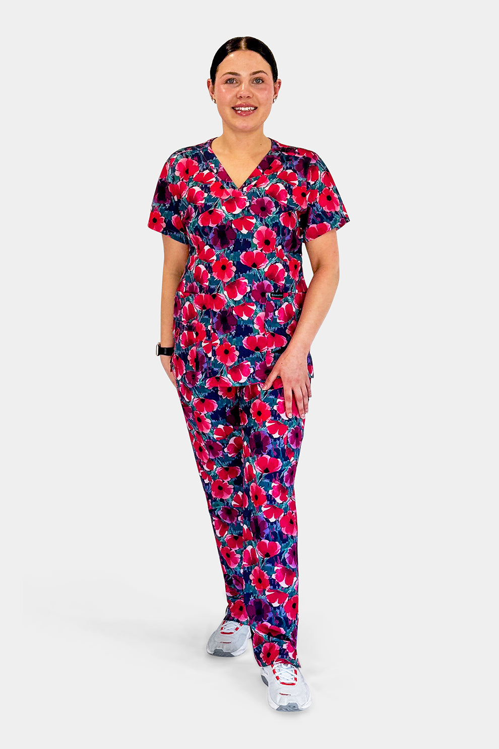 Crimson Bloom Scrub set