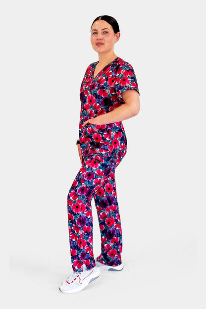 Crimson Bloom Scrub set