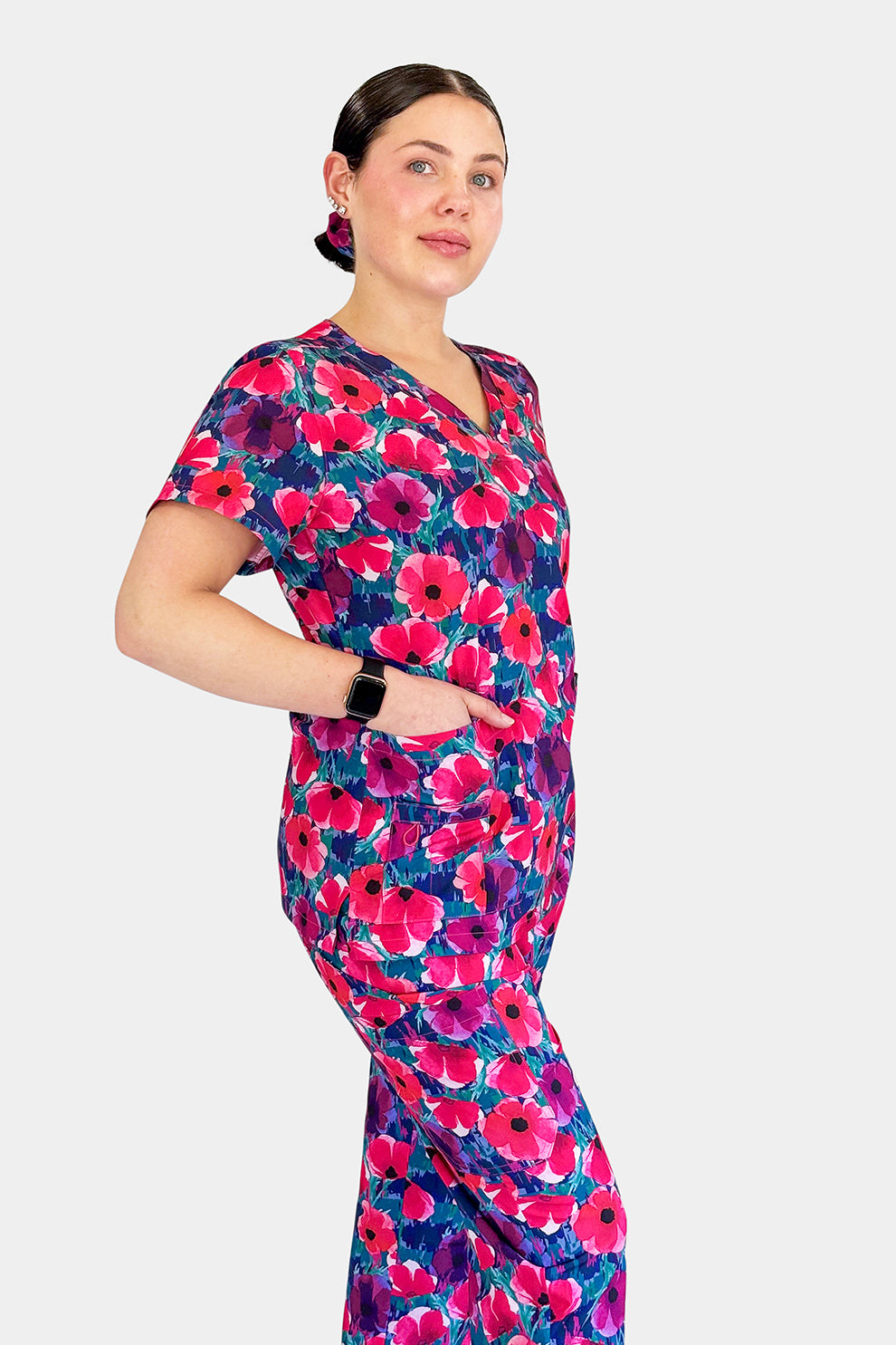 Crimson Bloom Scrub set